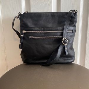 Black cross body leather bag